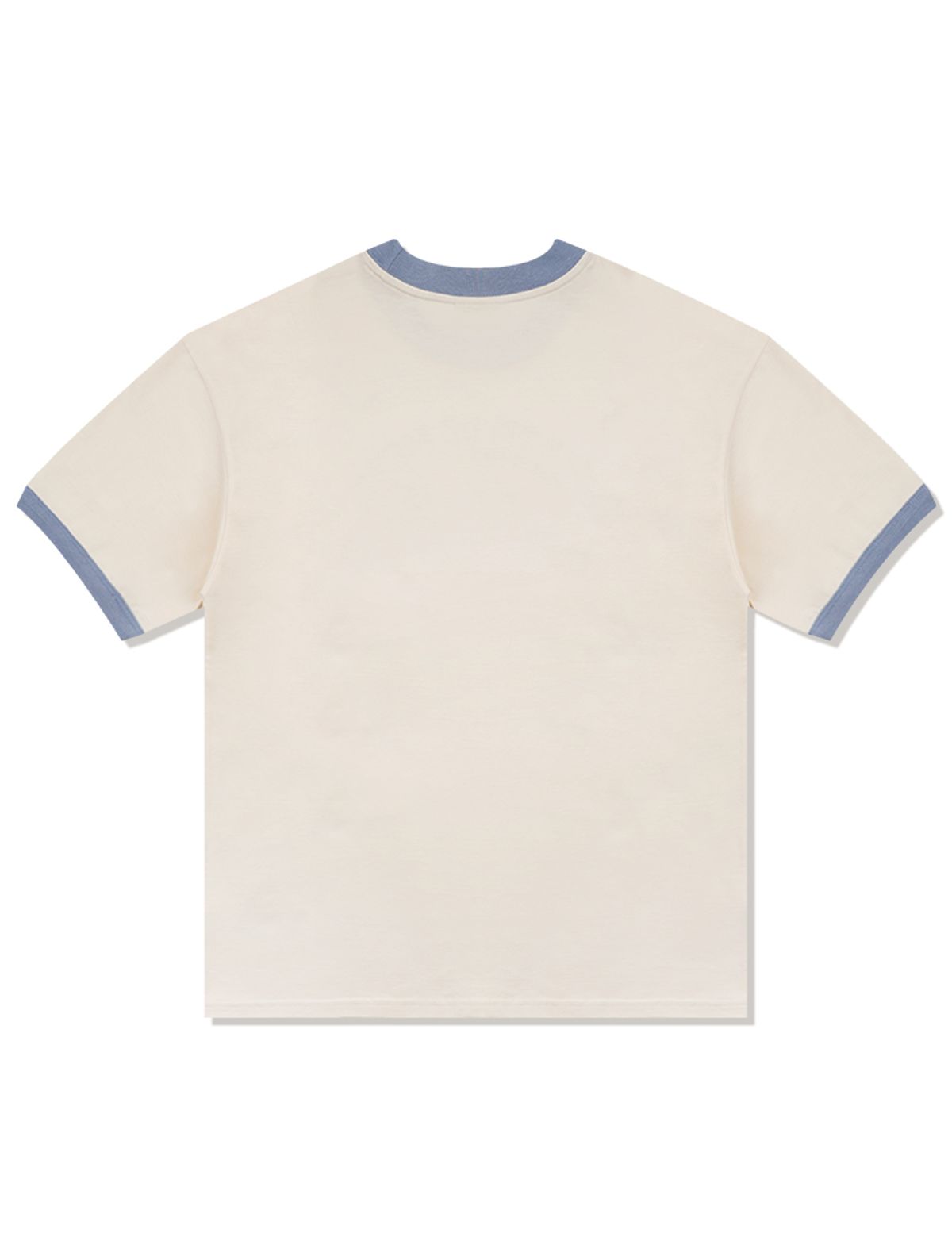 라 메종 스튜디오(LA MAISON STUDIO) UNISEX 오버핏 퍼피서핑 링거 반소매 티셔츠 크림(FCE2TS401M)