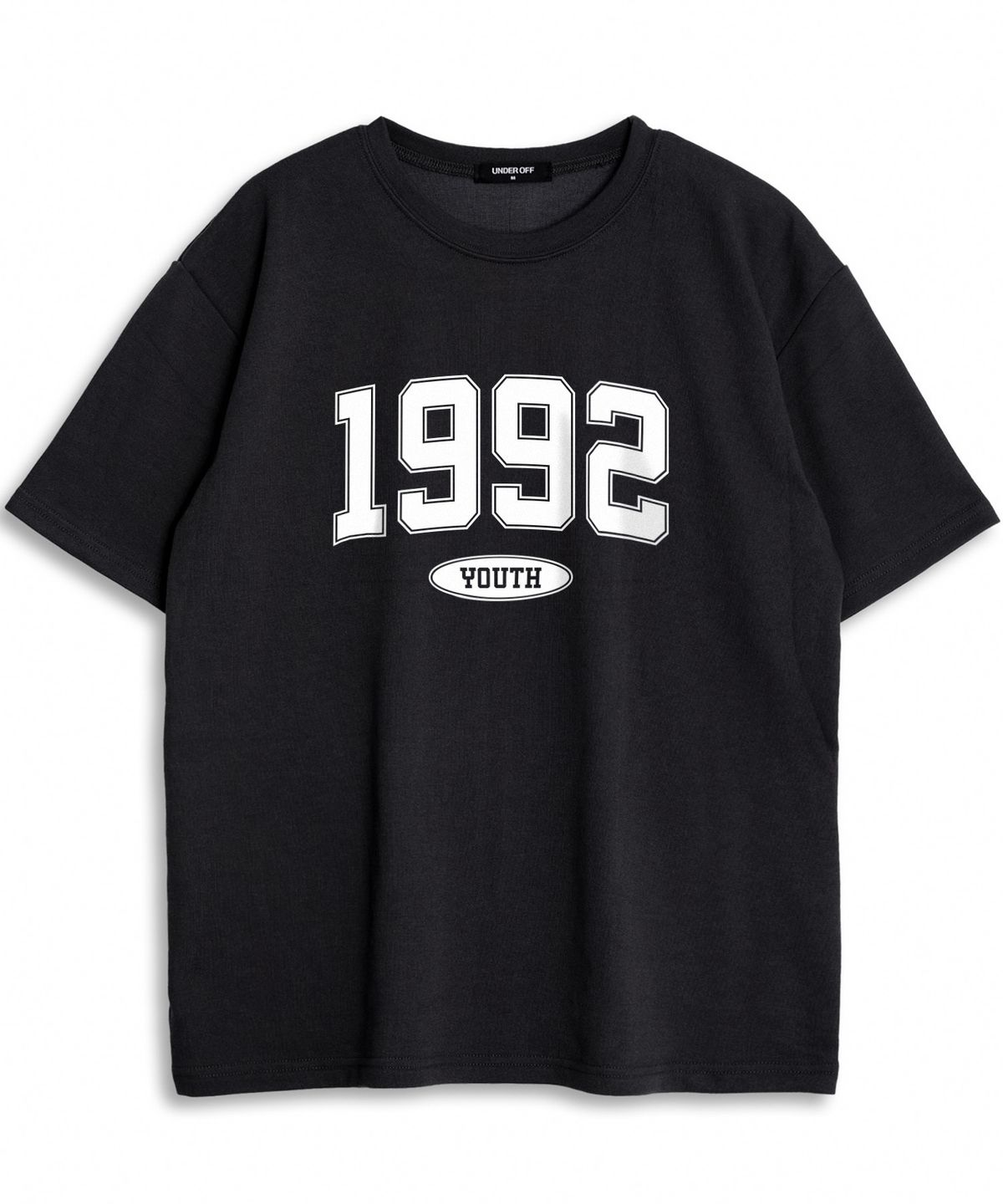 언더오프(UNDEROFF) 오버핏 크루넥 1992 반팔 티셔츠 화이트레드