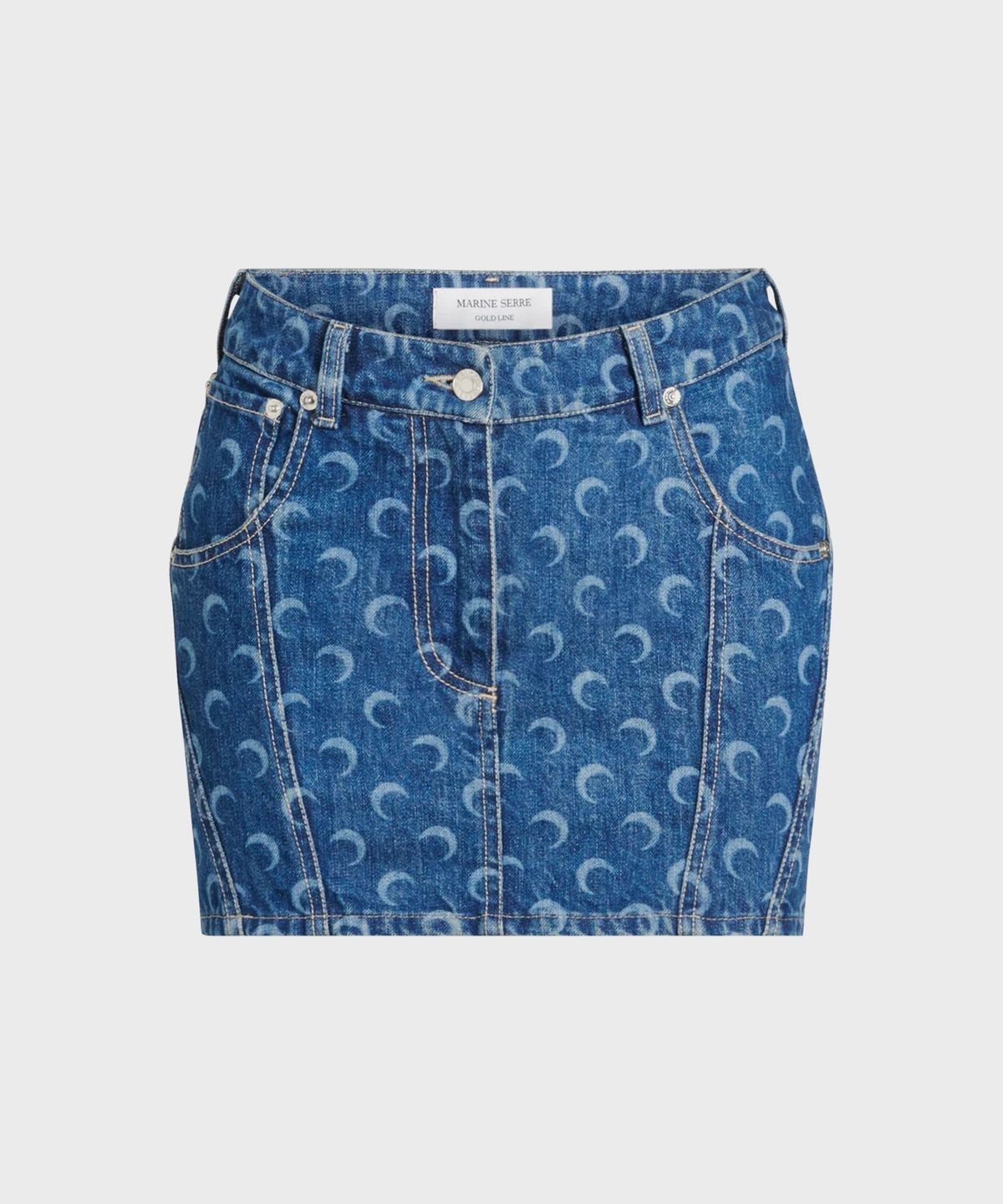 마린 세르(MARINE SERRE) (W) 리제네레이티드 데님 미니 스커트 네이비 REGENERATED DENIM MINI SKIRT NAVY