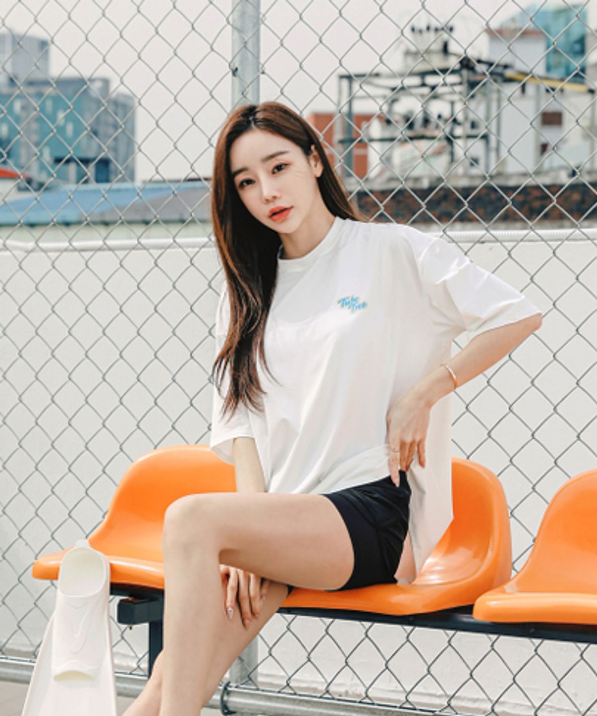 튜브트리(TUBE TREE) 여성용 베이직 루즈핏 반팔 래쉬가드 B604 아이보리