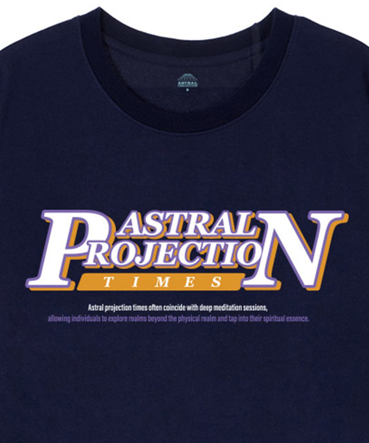 아스트랄 프로젝션(ASTRAL PROJECTION) [오버핏]피앤 타임즈 13수 면 라운드 넥 반팔 티셔츠_네이비