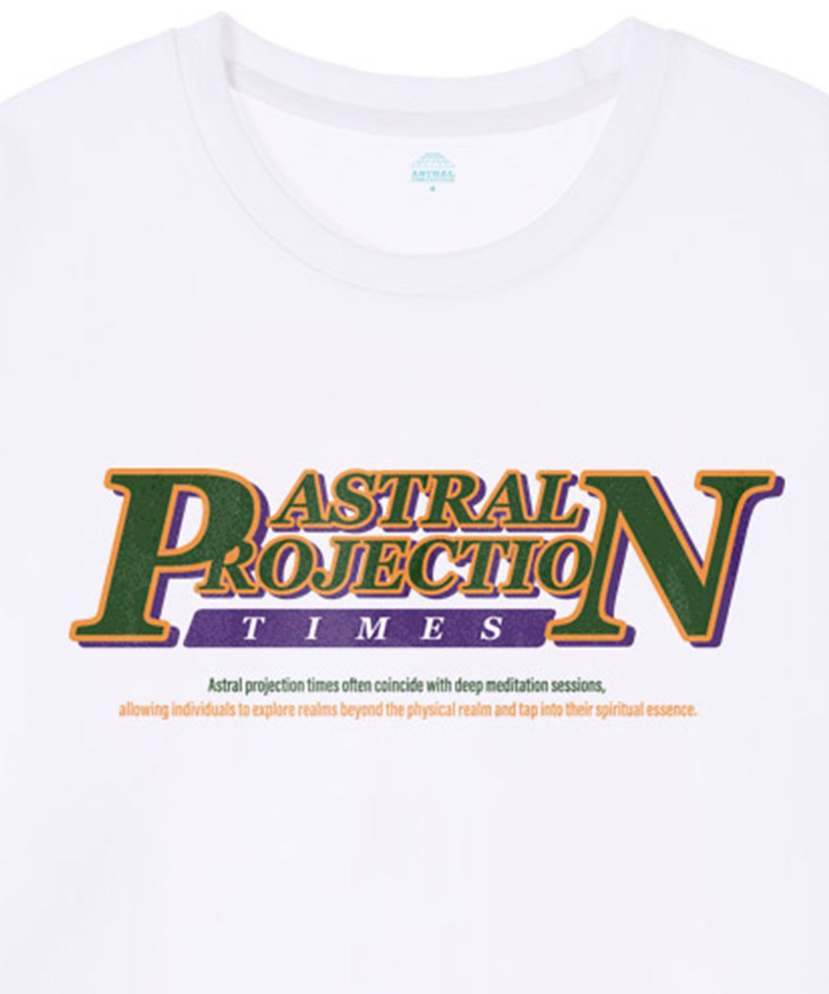 아스트랄 프로젝션(ASTRAL PROJECTION) [오버핏]피앤 타임즈 13수 면 라운드 넥 반팔 티셔츠_화이트