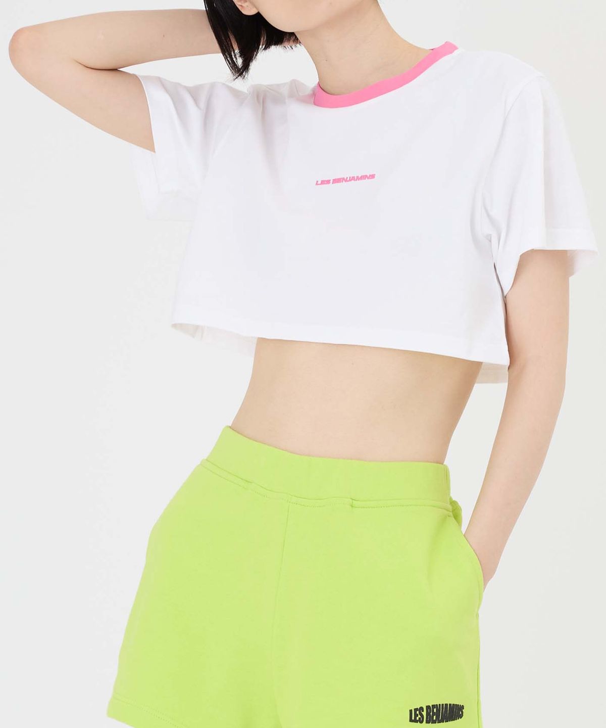 레 벤자민(LES BENJAMINS) (W) 크롭 티 002 화이트 CROP TEE 002 WHITE