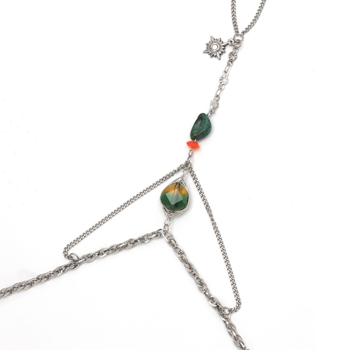 킴지수(KIMZISU) Chain Link Ring Bracelet - Green Stone _ GREEN