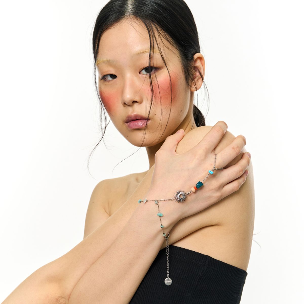 킴지수(KIMZISU) Chain Link Ring Bracelet - Heart _ BLUE