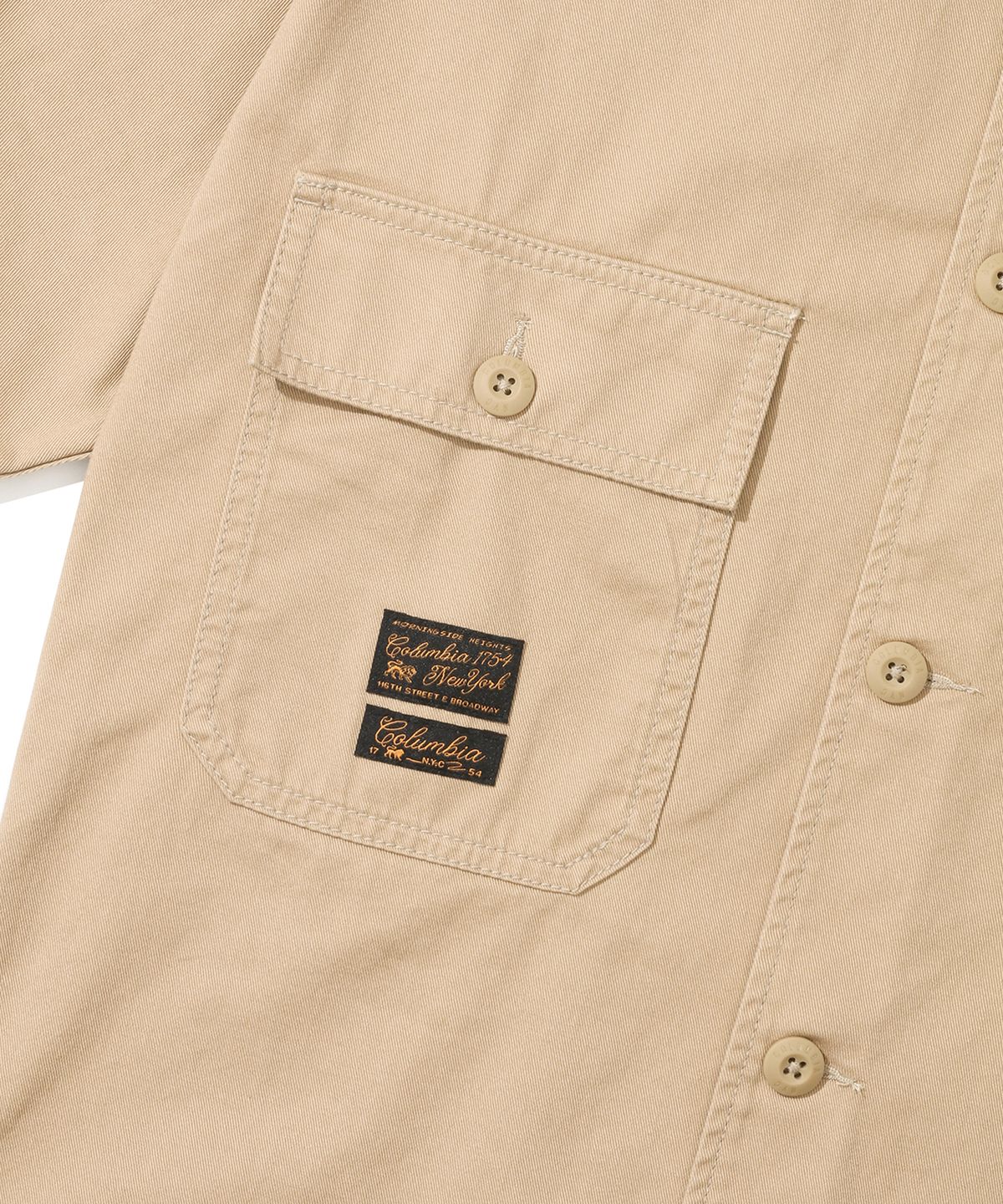 컬럼비아 유니버시티(COLUMBIA UNIVERSITY) SL-LABEL TWO POCKET COTTON S/S SHIRTS 헤리티지베이지