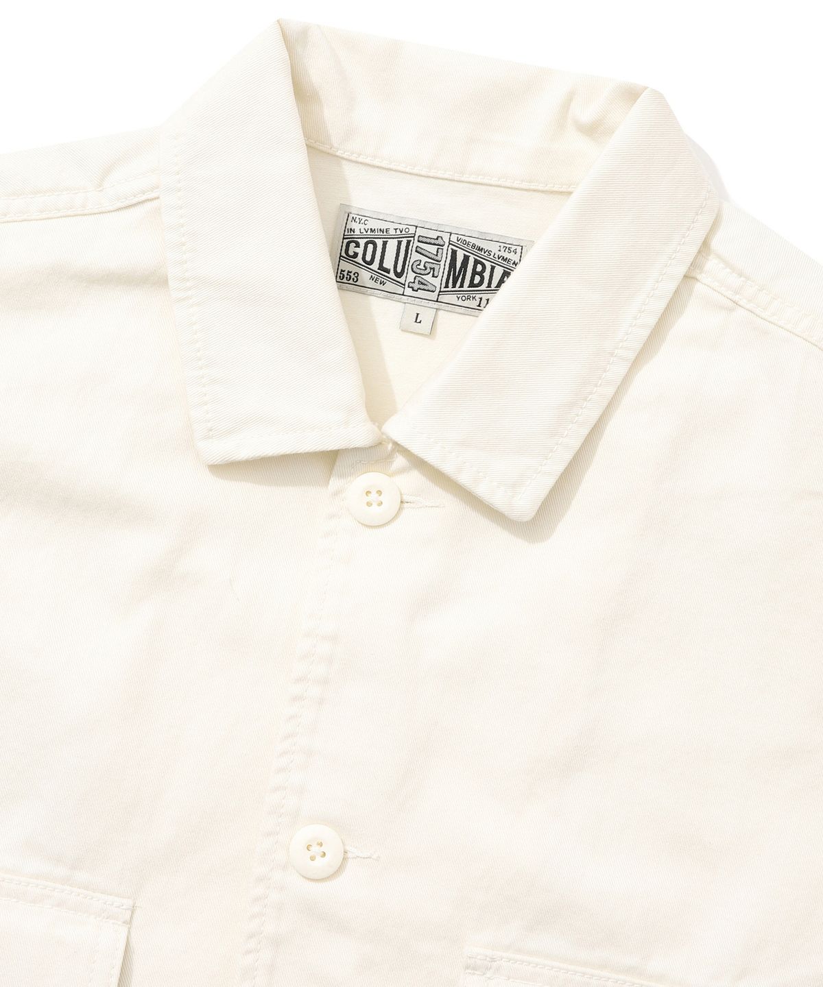 컬럼비아 유니버시티(COLUMBIA UNIVERSITY) SL-LABEL TWO POCKET COTTON S/S SHIRTS 아이보리