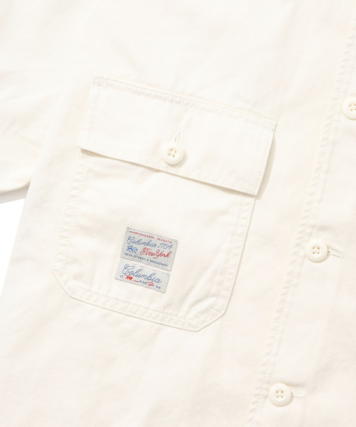 컬럼비아 유니버시티(COLUMBIA UNIVERSITY) SL-LABEL TWO POCKET COTTON S/S SHIRTS 아이보리