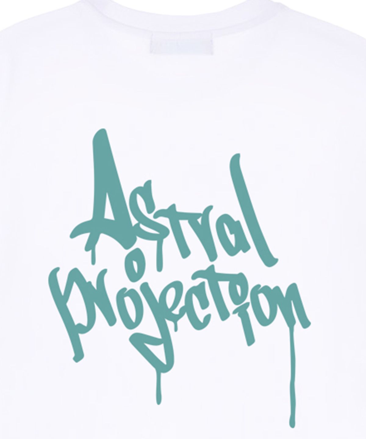 아스트랄 프로젝션(ASTRAL PROJECTION) 펜 그래피티 레터링 로고 수피마 코튼 라운드 넥 반팔 티셔츠_화이트