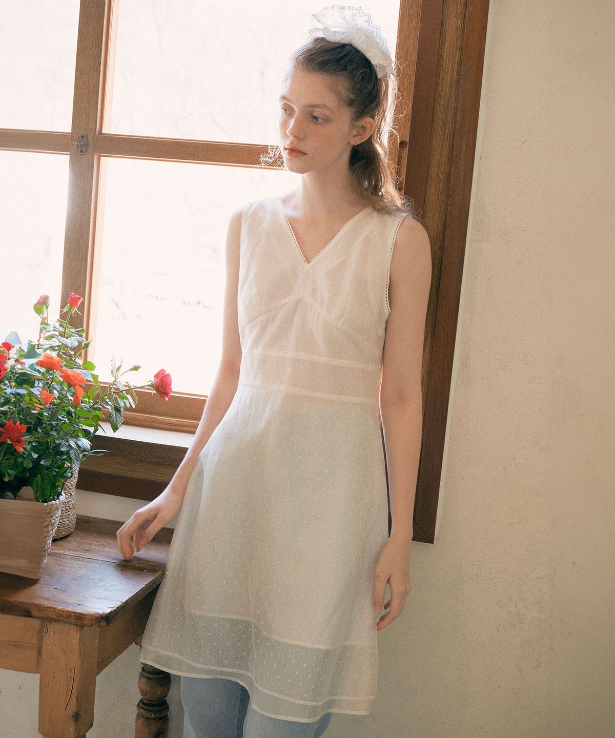 로라로라(ROLAROLA) LACE LAYERED ONEPIECE IVORY