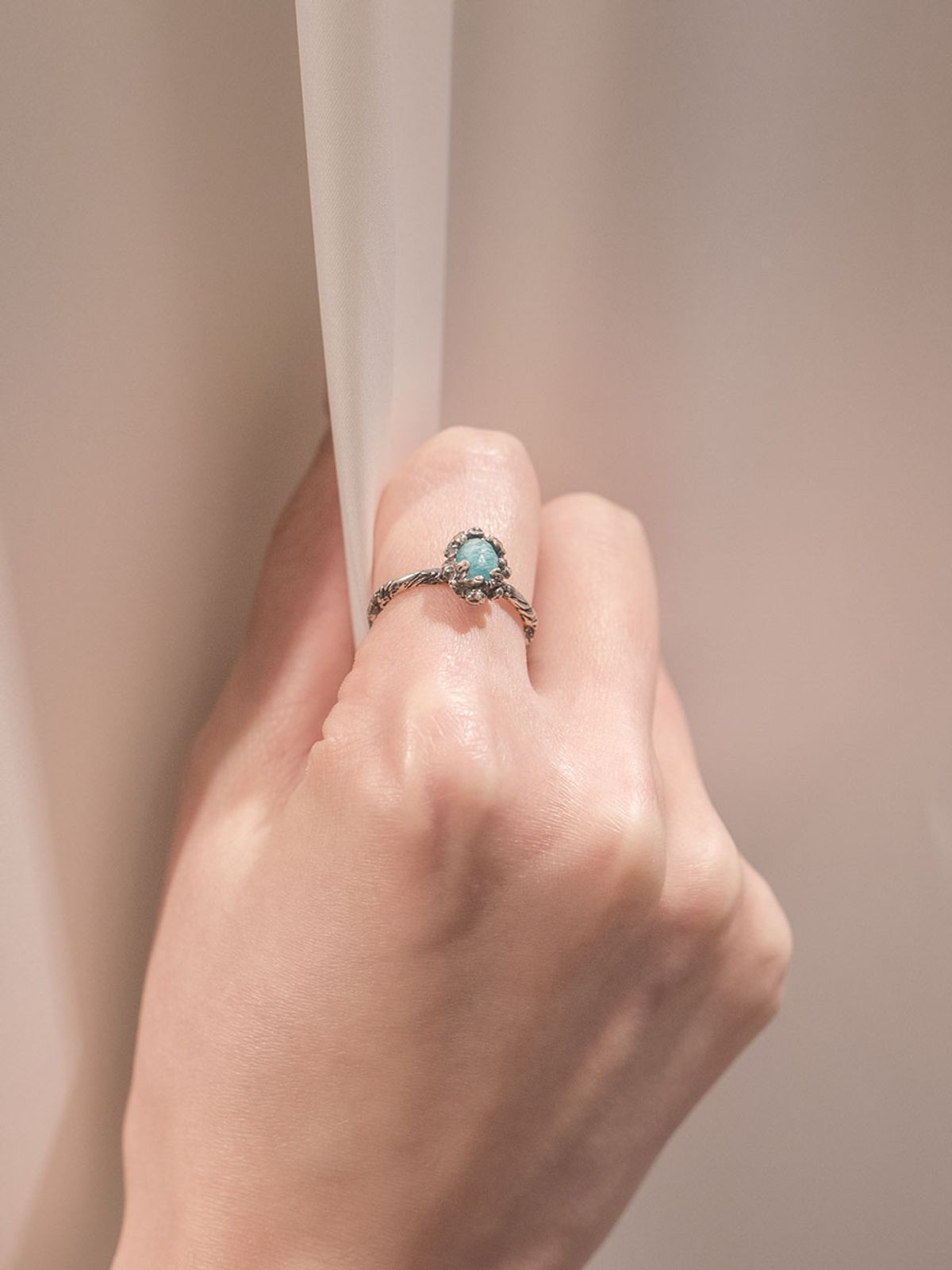 하랑(HARANG) HR 113R_Antique Gemstone Ring (Mint Amazonite)