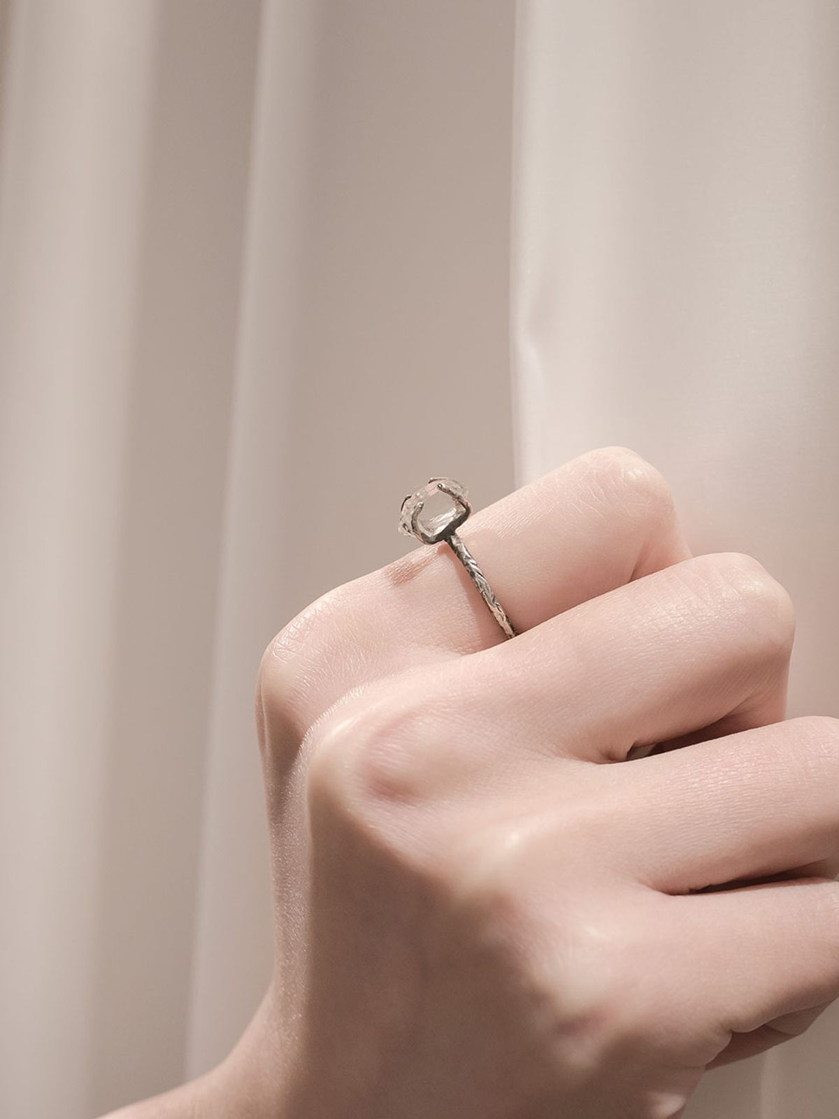 하랑(HARANG) HR 125R_Antique Gemstone Ring (Herkimer Diamond Ring)