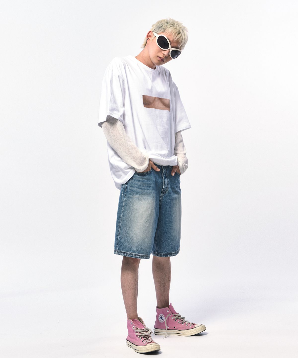 씨웨어 바이 더 지니어스(C WEAR BY THE GENIUS) 페이크 언더붑 티셔츠