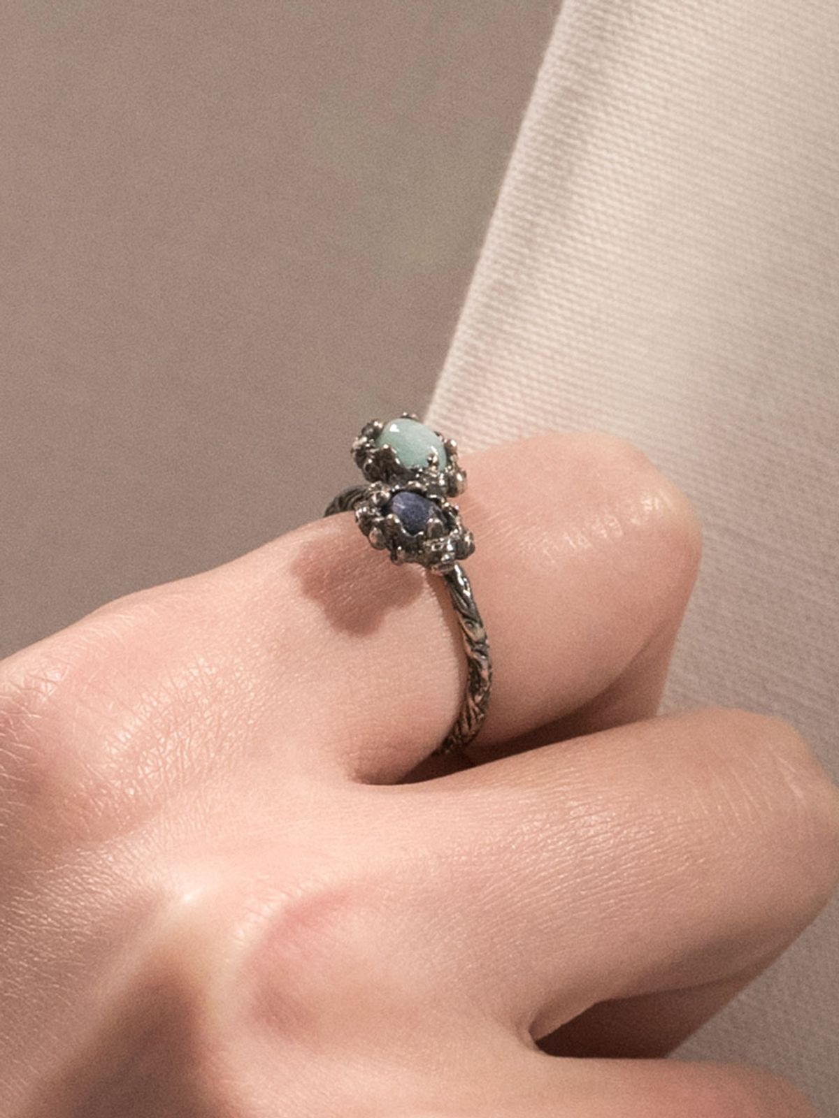 하랑(HARANG) HR 130R_Double Gemstone Ring (Blue)