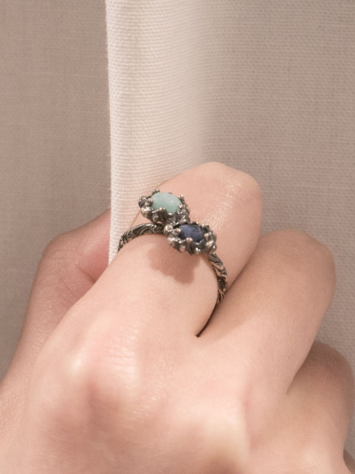 하랑(HARANG) HR 130R_Double Gemstone Ring (Blue)