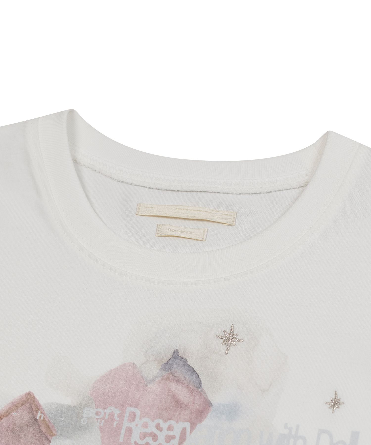 ◇typeservice◇ Soft Embroidery TShirt Off White MUSINSA | TYPESERVICE Soft Embroidery T-Shirt [Off White]
