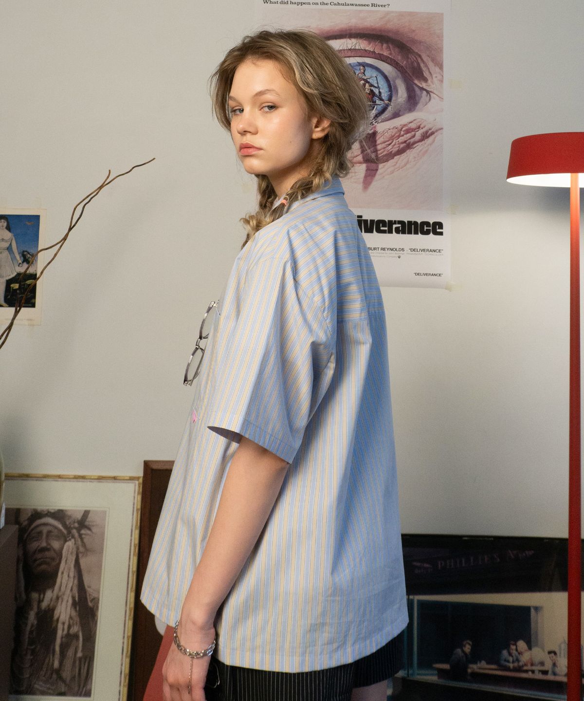 슈브토(SHVTO) Easy stripe shirt sand-sky