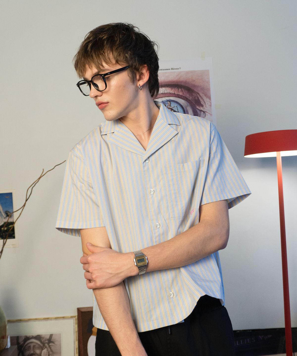슈브토(SHVTO) Easy stripe shirt sand-sky