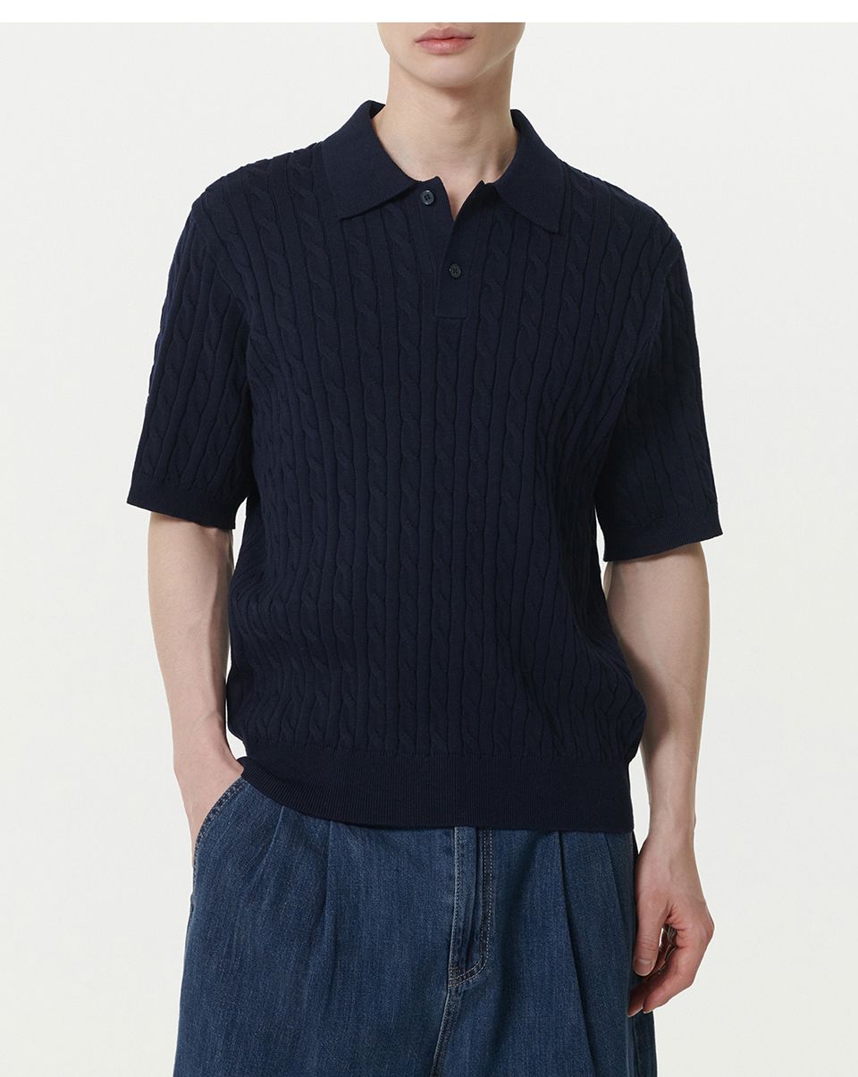 トップス Ribbed jersey polo shirt 20240412125739697745457896618b