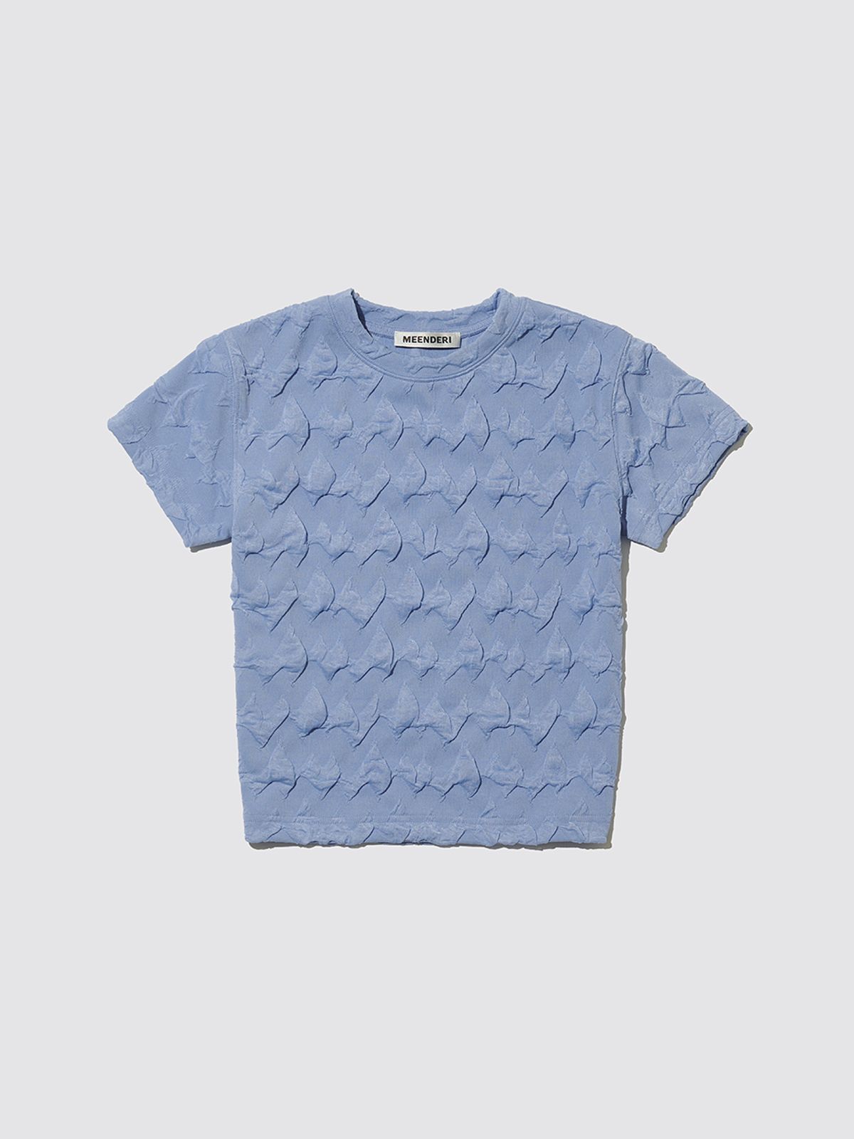 민더리(MEENDERI) WAVE JACQUARD T-SHIRT - SKY BLUE