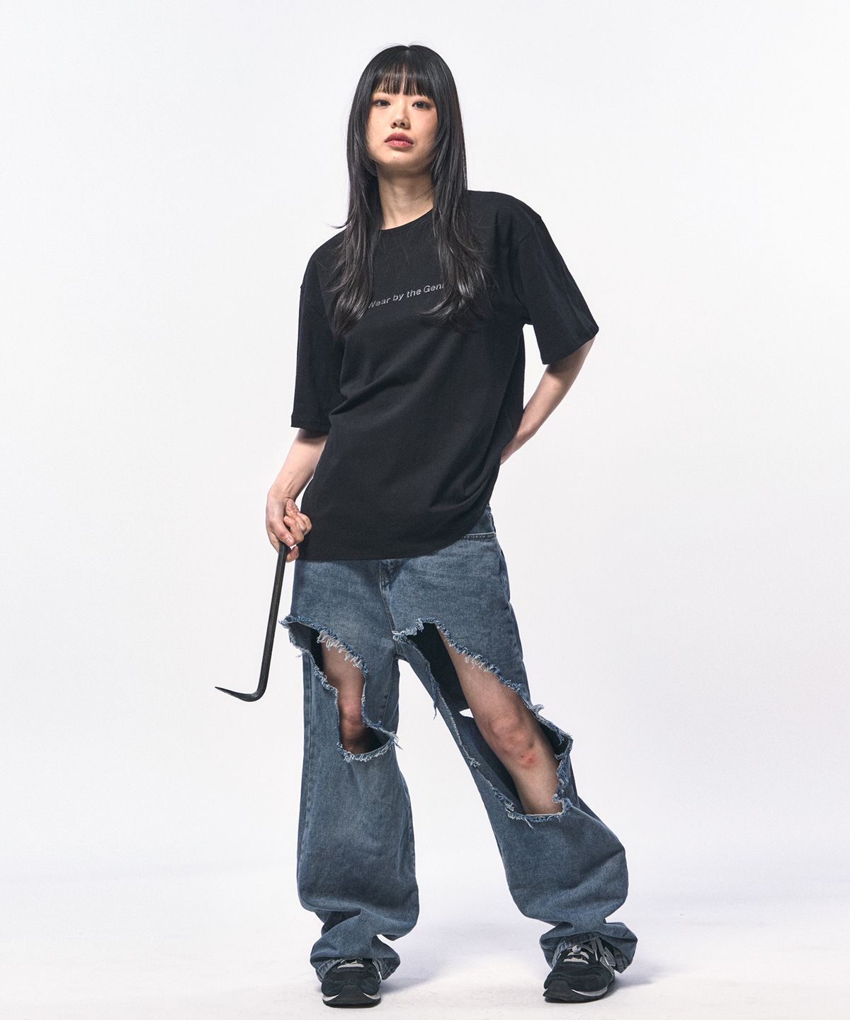 씨웨어 바이 더 지니어스(C WEAR BY THE GENIUS) 씨웨어 오버사이즈 티셔츠 블랙