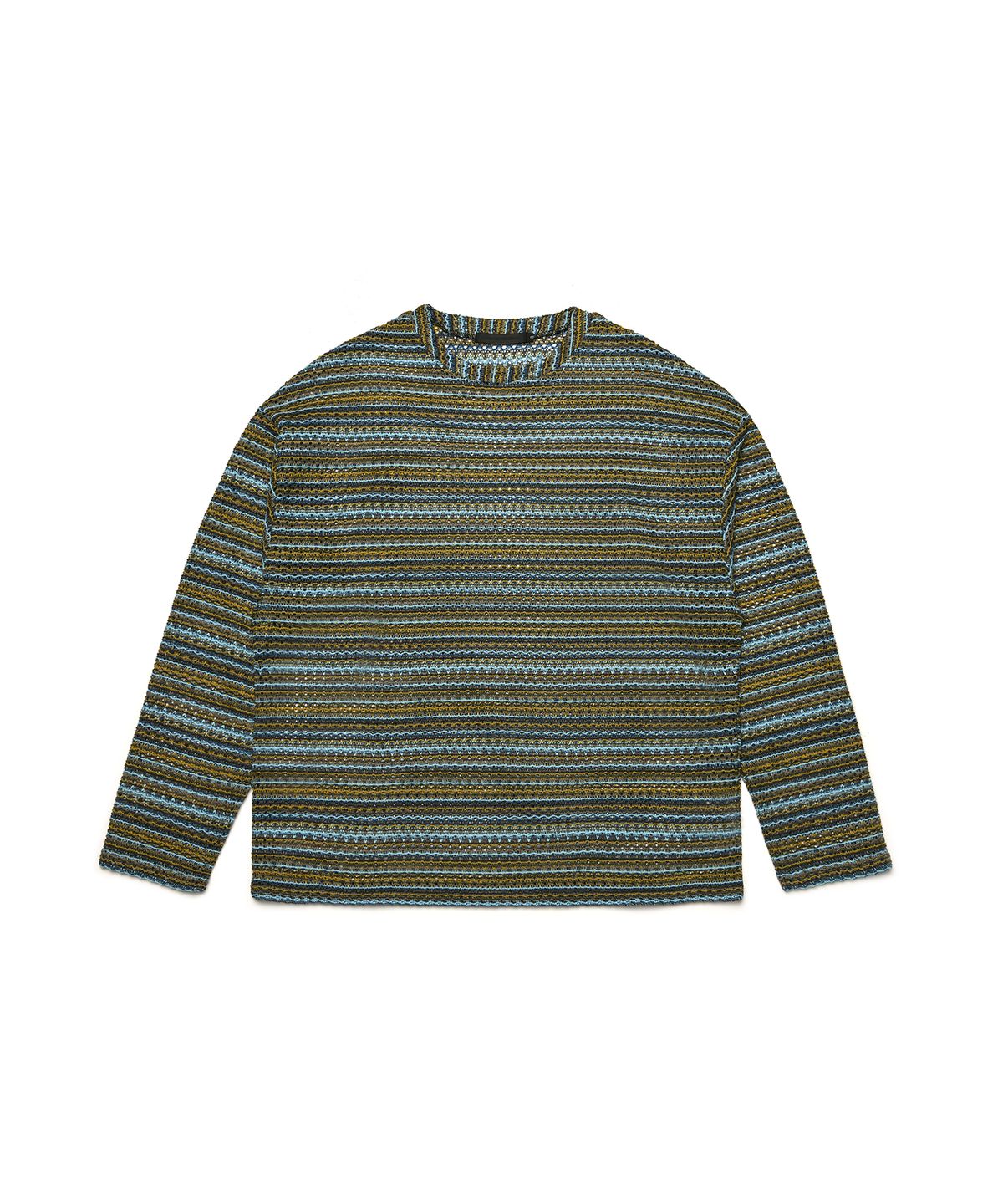 씨웨어 바이 더 지니어스(C WEAR BY THE GENIUS) 시스루 크래프트 니트 풀오버 카키