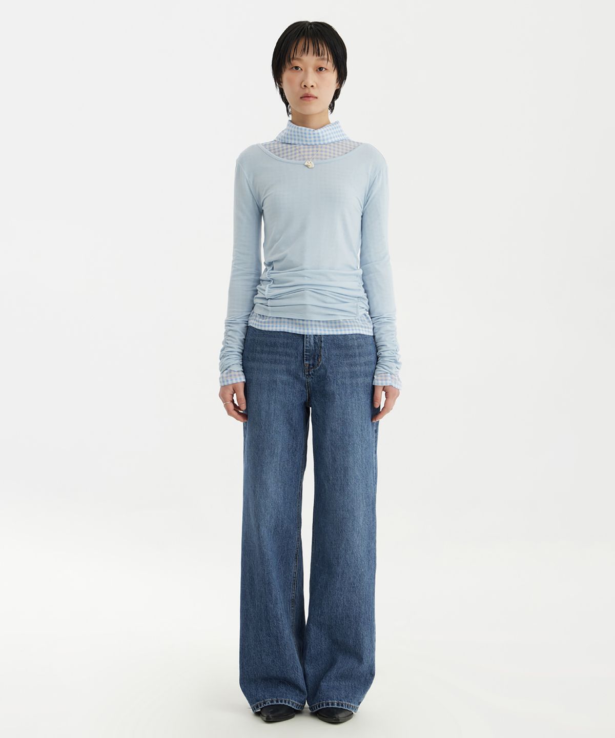 유스(YOUTH) Wide Denim Pants (W) - Medium Blue