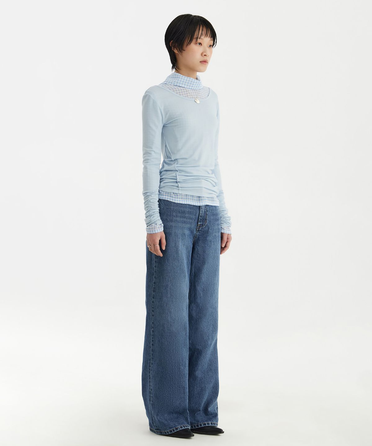유스(YOUTH) Wide Denim Pants (W) - Medium Blue