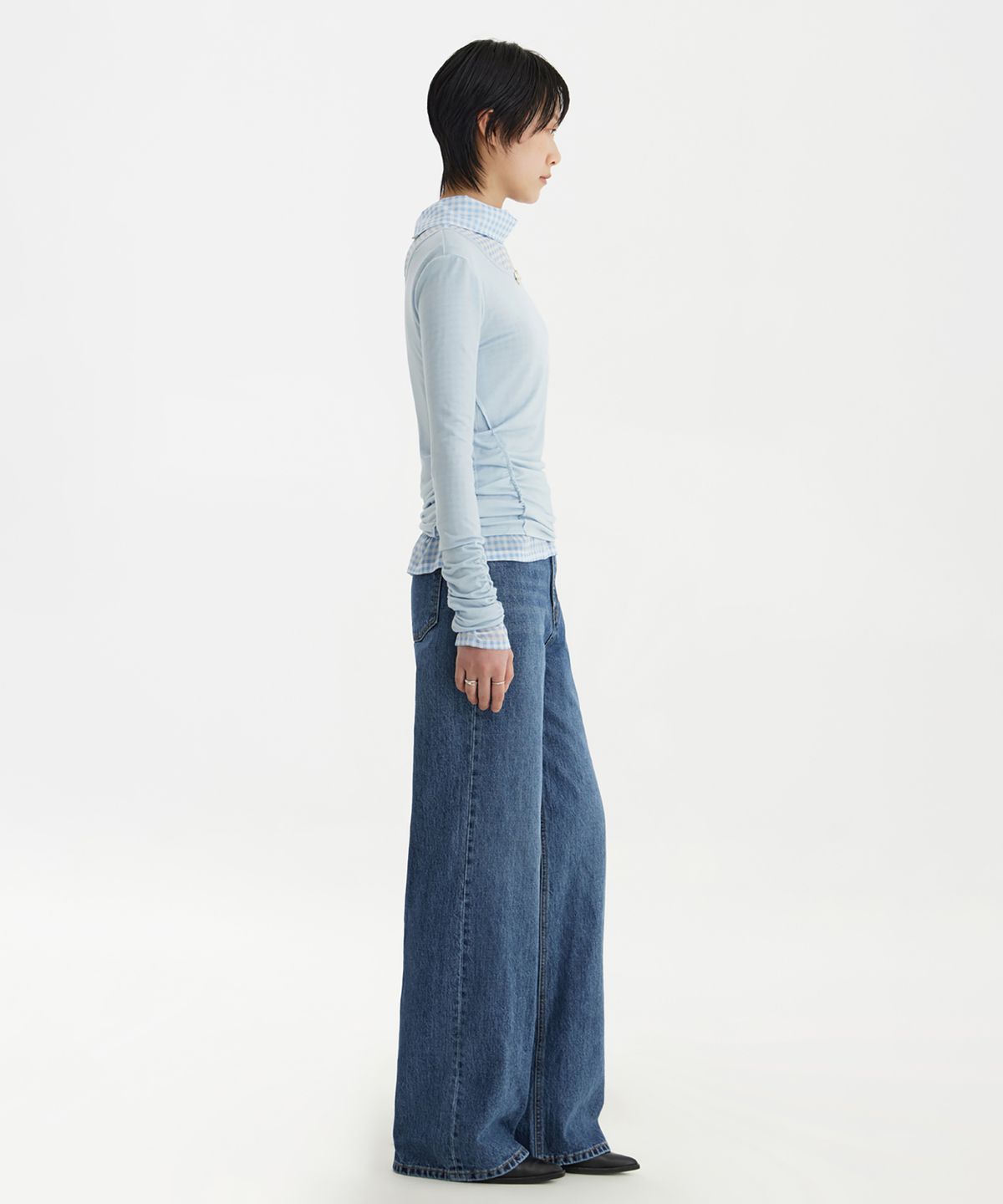 유스(YOUTH) Wide Denim Pants (W) - Medium Blue