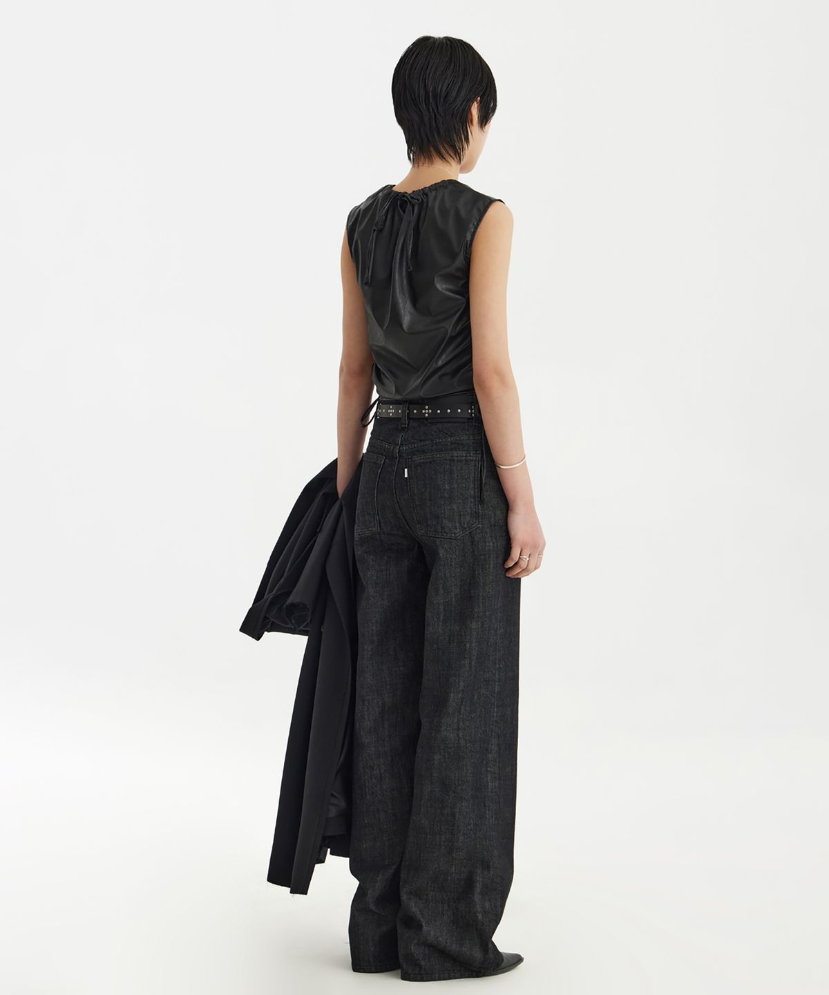 유스(YOUTH) Wide Denim Pants (W) - Washed Black