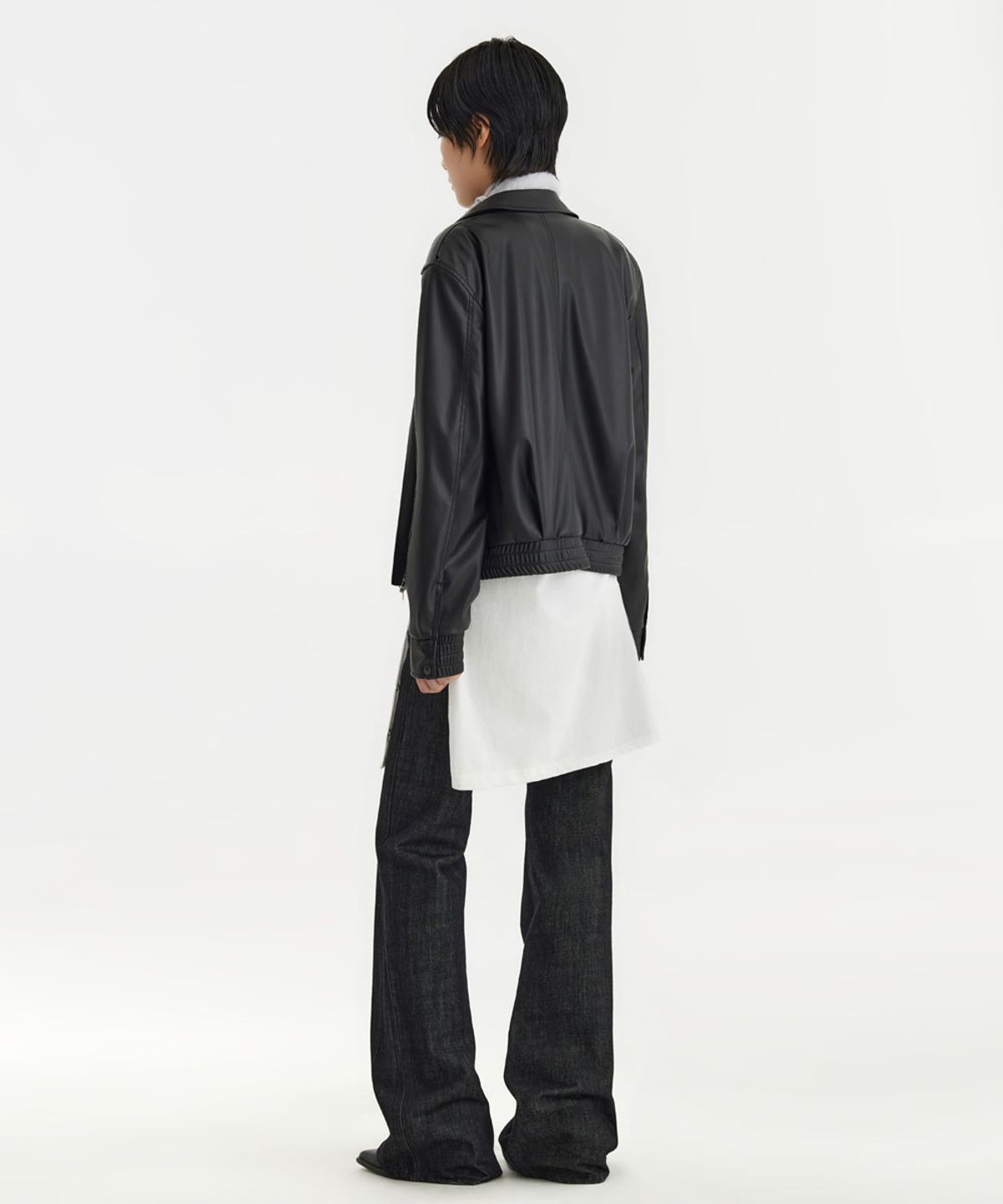 유스(YOUTH) Structured Flared Denim Pants - Washed Black