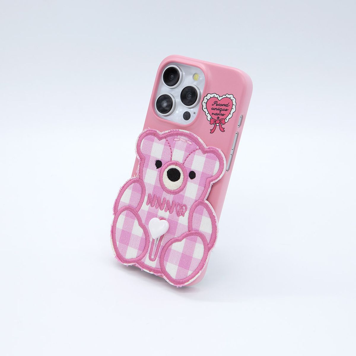 세컨드유니크네임(SECOND UNIQUE NAME) SUN CASE PATCH CHECK BEAR PINK