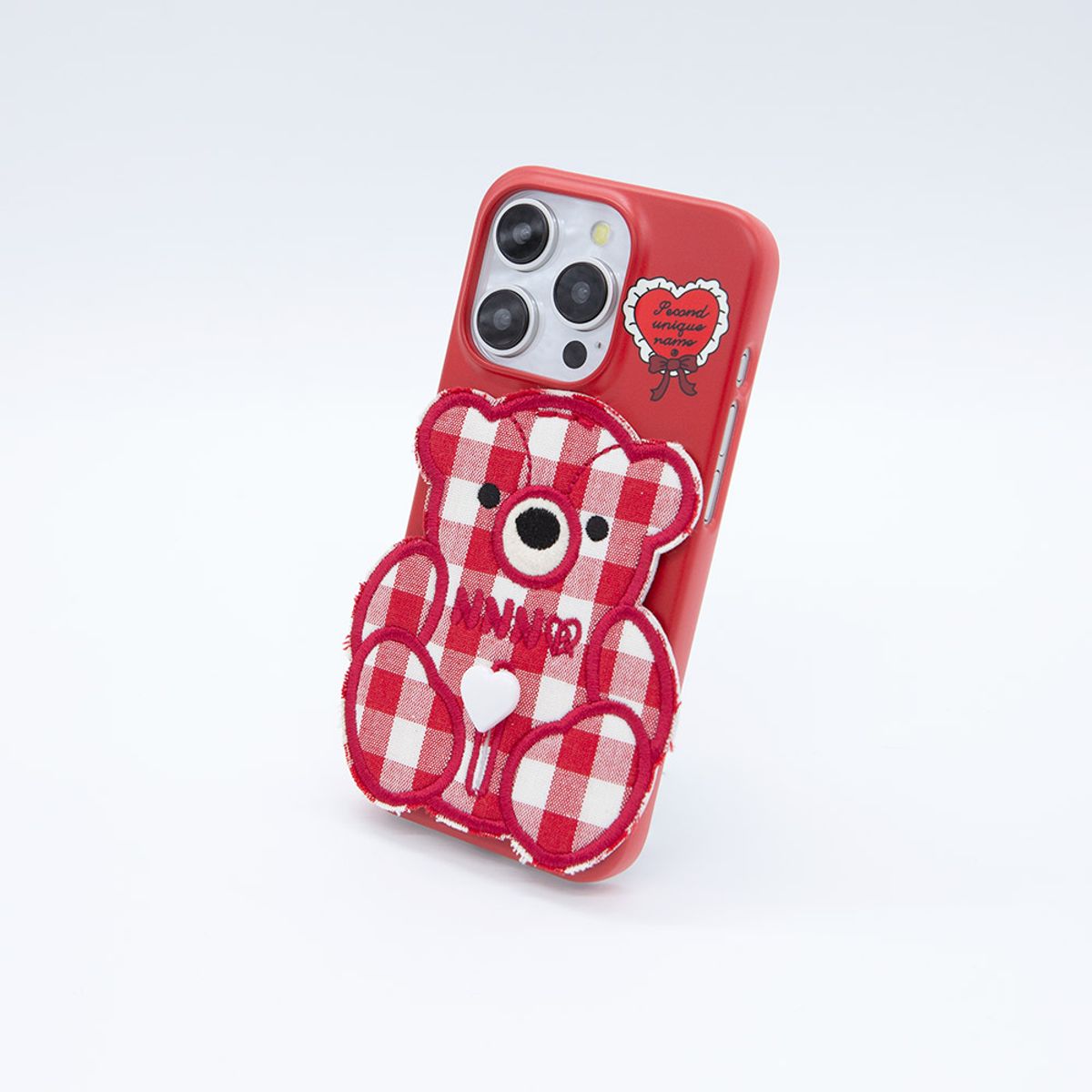 세컨드유니크네임(SECOND UNIQUE NAME) SUN CASE PATCH CHECK BEAR RED