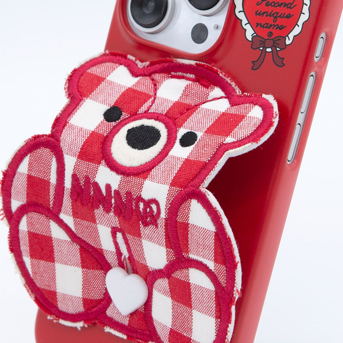 세컨드유니크네임(SECOND UNIQUE NAME) SUN CASE PATCH CHECK BEAR RED