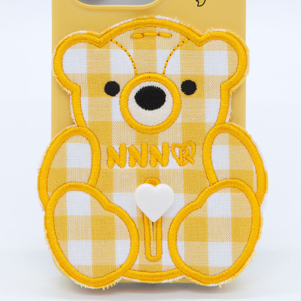 세컨드유니크네임(SECOND UNIQUE NAME) SUN CASE PATCH CHECK BEAR YELLOW