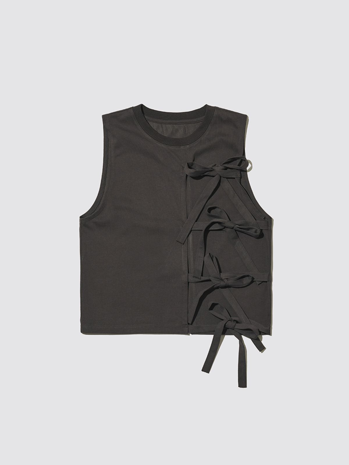민더리(MEENDERI) ASYMMETRIC TIED TOP - CHARCOAL
