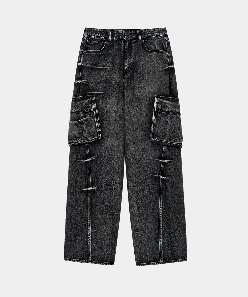 MUSINSA | MAISON MINED PINCH WIND CARGO DENIM PANTS BLACK