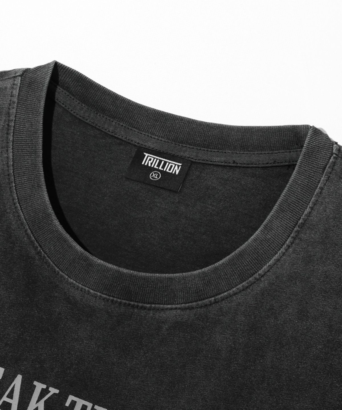 트릴리온(TRILLION) 스케이트보드 피그먼트 그래픽 반팔 티셔츠 (CHARCOAL)