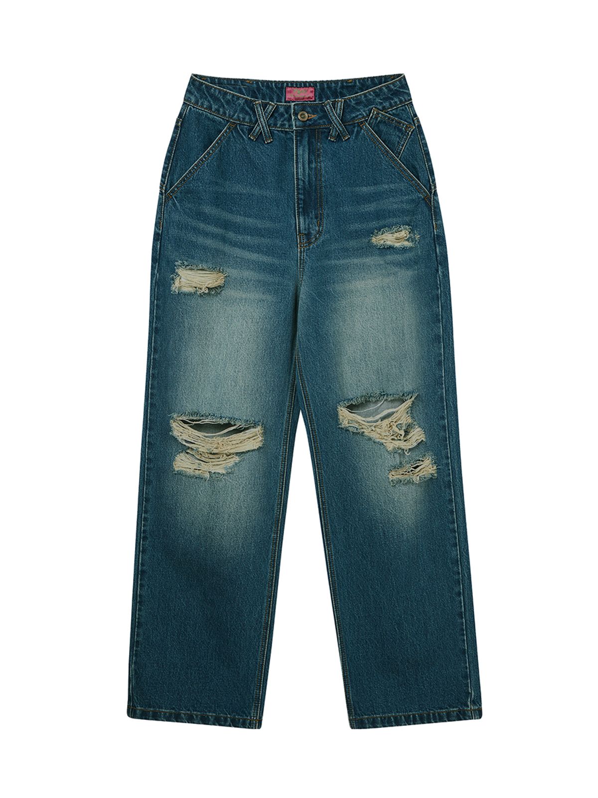 엔와이엑스엑스(NYXX) DESTROYED WASHED DENIM PANTS WASHED BLUE