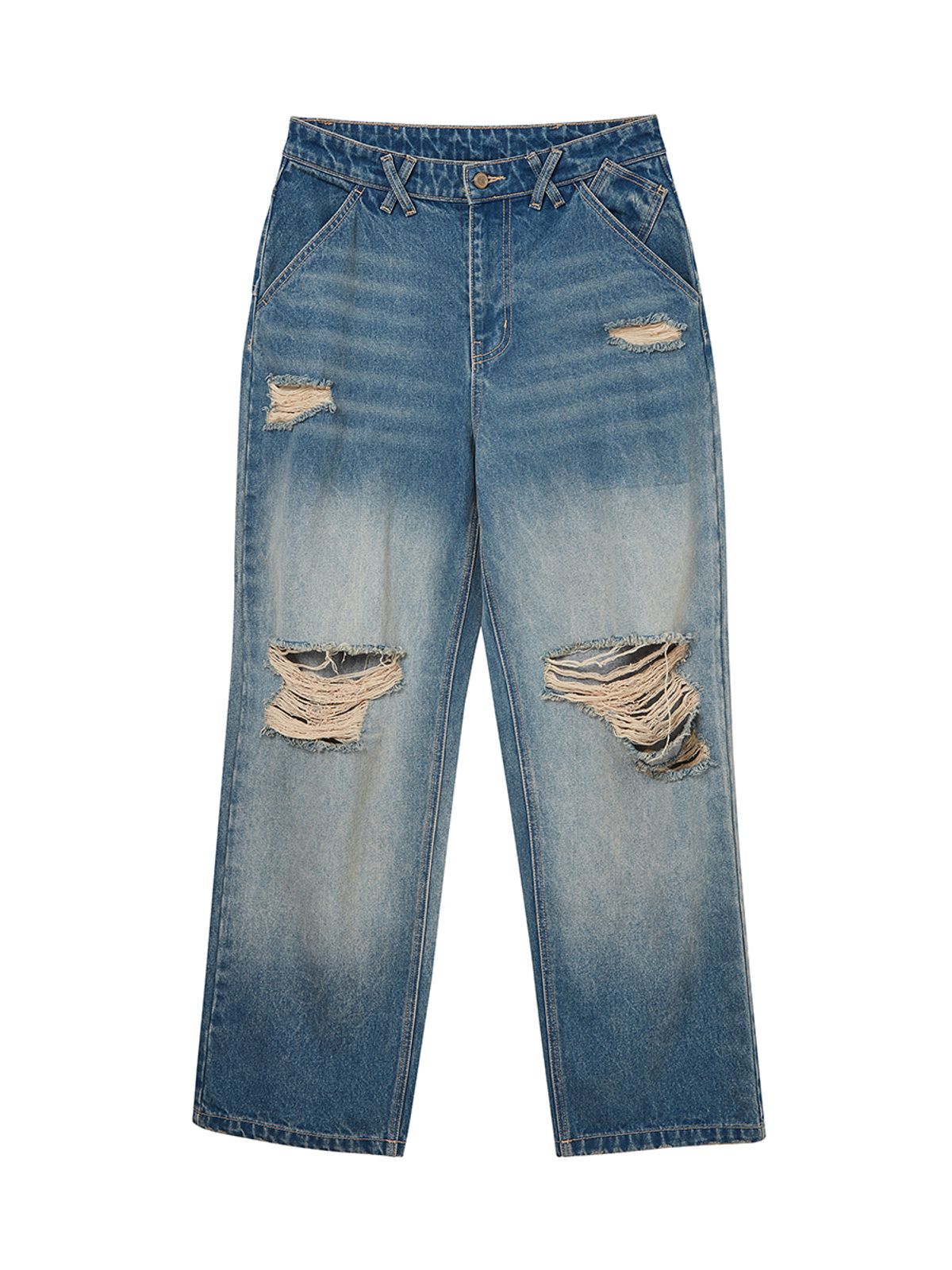 엔와이엑스엑스(NYXX) DESTROYED WASHED DENIM PANTS ASH BLUE