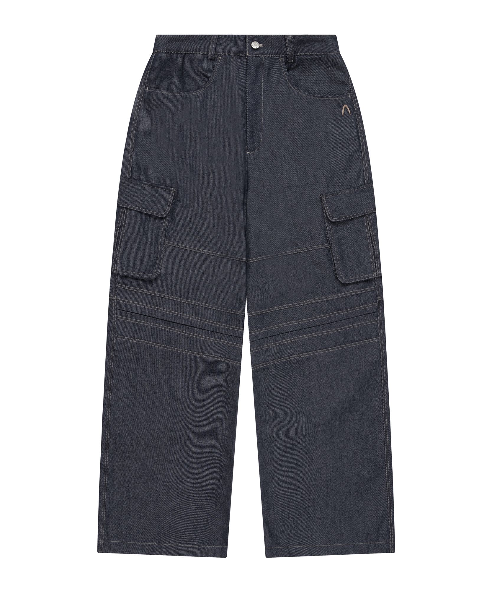 ◆AAKAM◆ Stitched Denim Wide Cargo Pants Blue MUSINSA | AAKAM Stitched Denim Wide Cargo Pants (Blue)