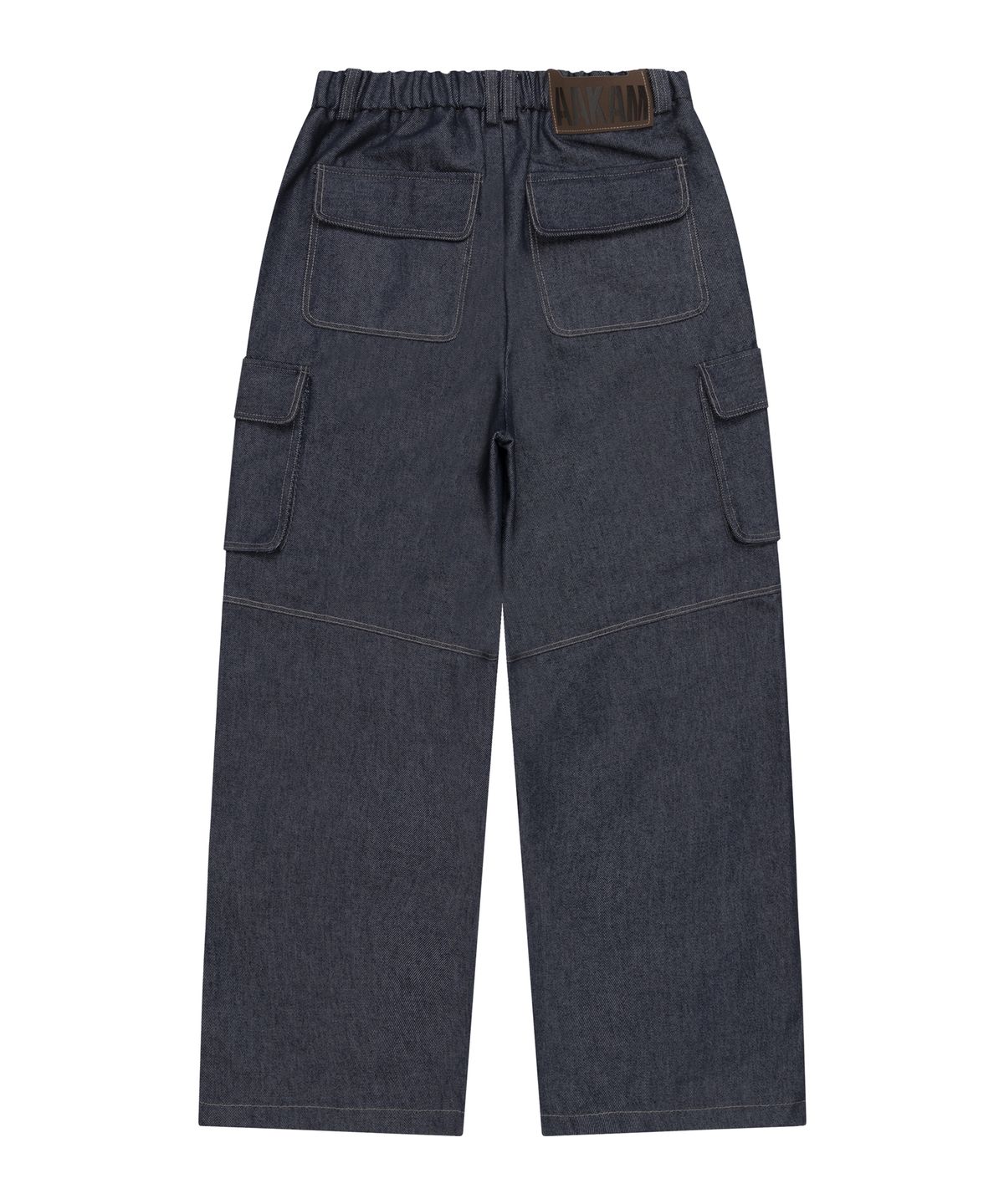 아캄(AAKAM) Stitched Denim Wide Cargo Pants (Blue)