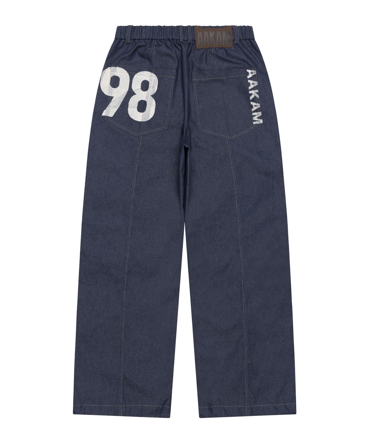 아캄(AAKAM) 98 Printed Knee Pin-tuck Denim Pants (Blue)