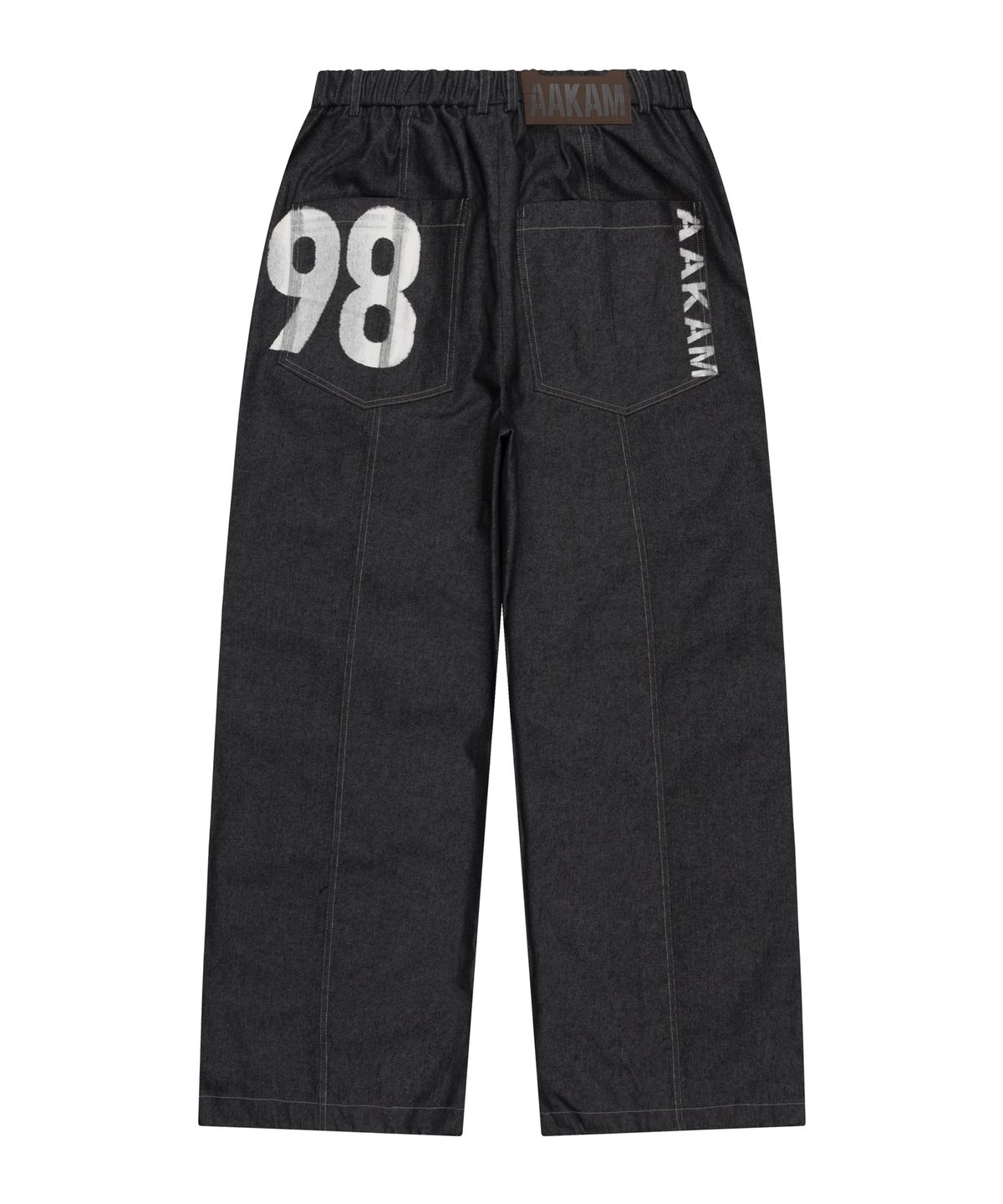 아캄(AAKAM) 98 Printed Knee Pin-tuck Denim Pants (Black)