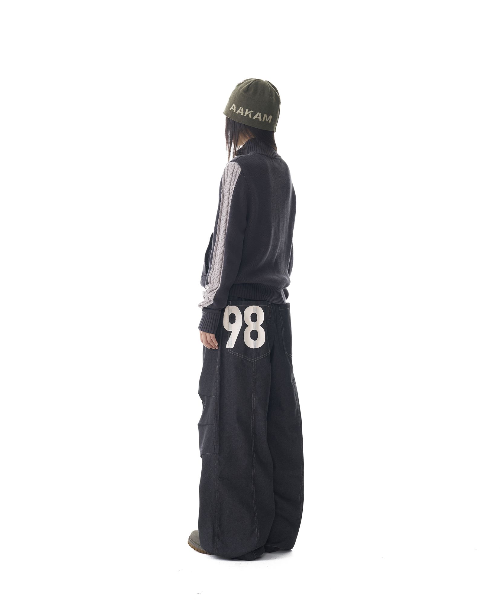 ◆AAKAM◆ 98 Printed Knee Pintuck Denim Pants Black MUSINSA | AAKAM 98 Printed Knee Pin-tuck Denim Pants (Black)