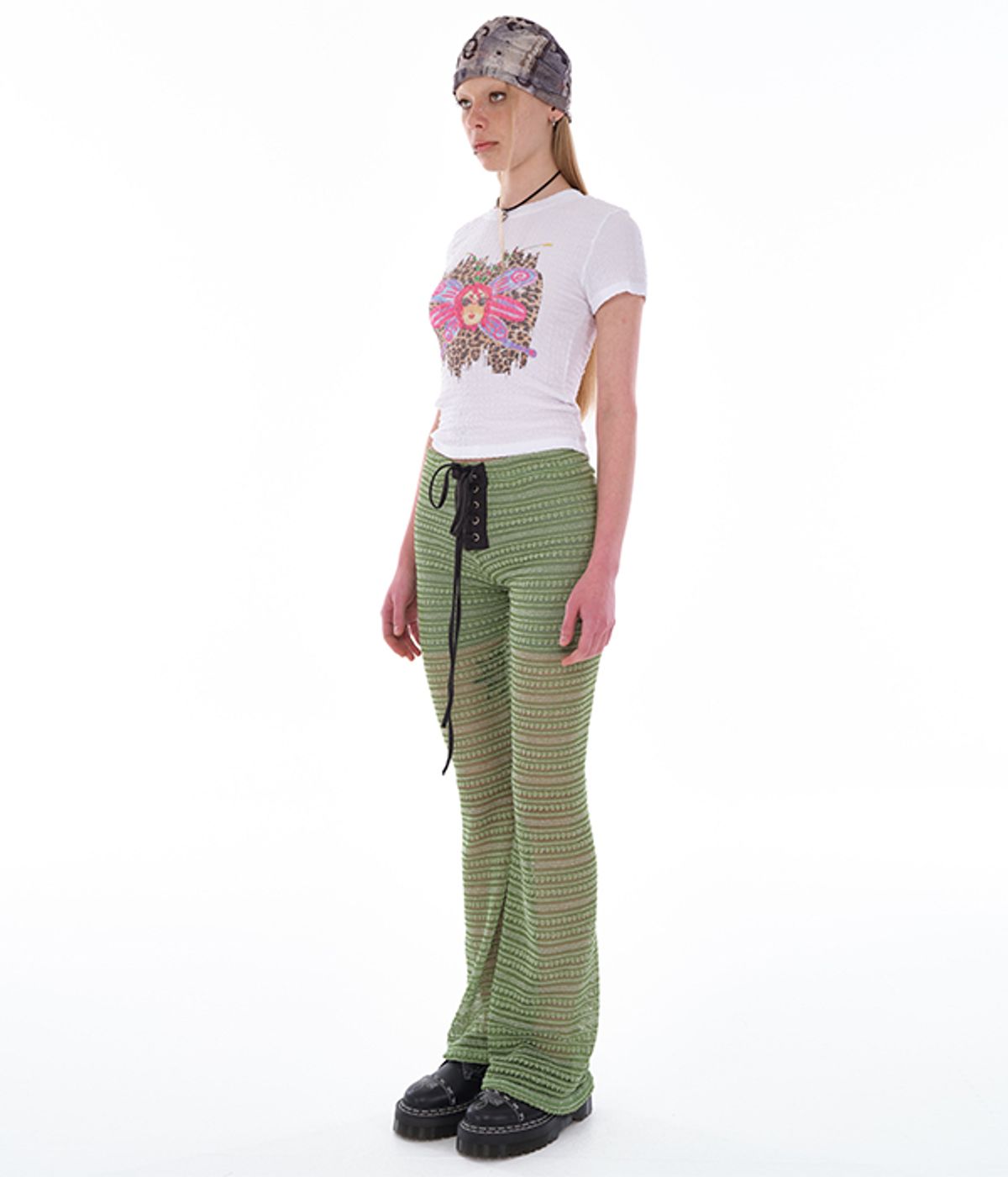 유쓰배쓰(YOUTHBATH) EYELET STRING KNIT PANTS_GREEN