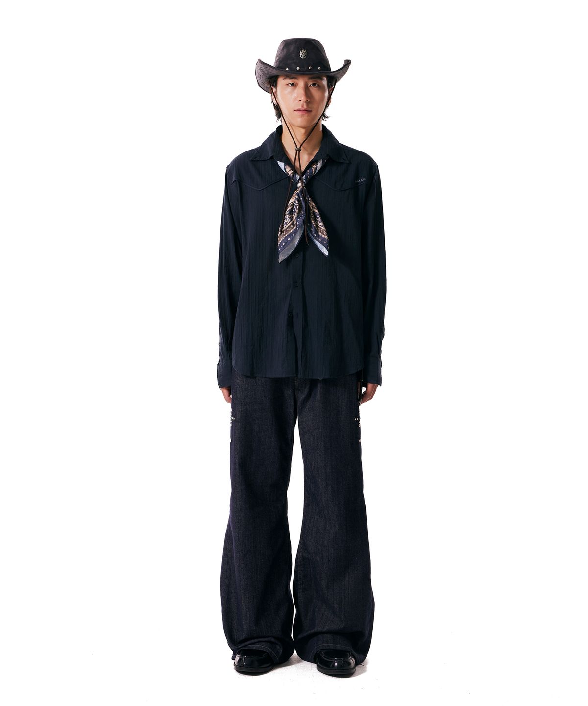 아캄(AAKAM) Western Cotton Shirts (Navy)