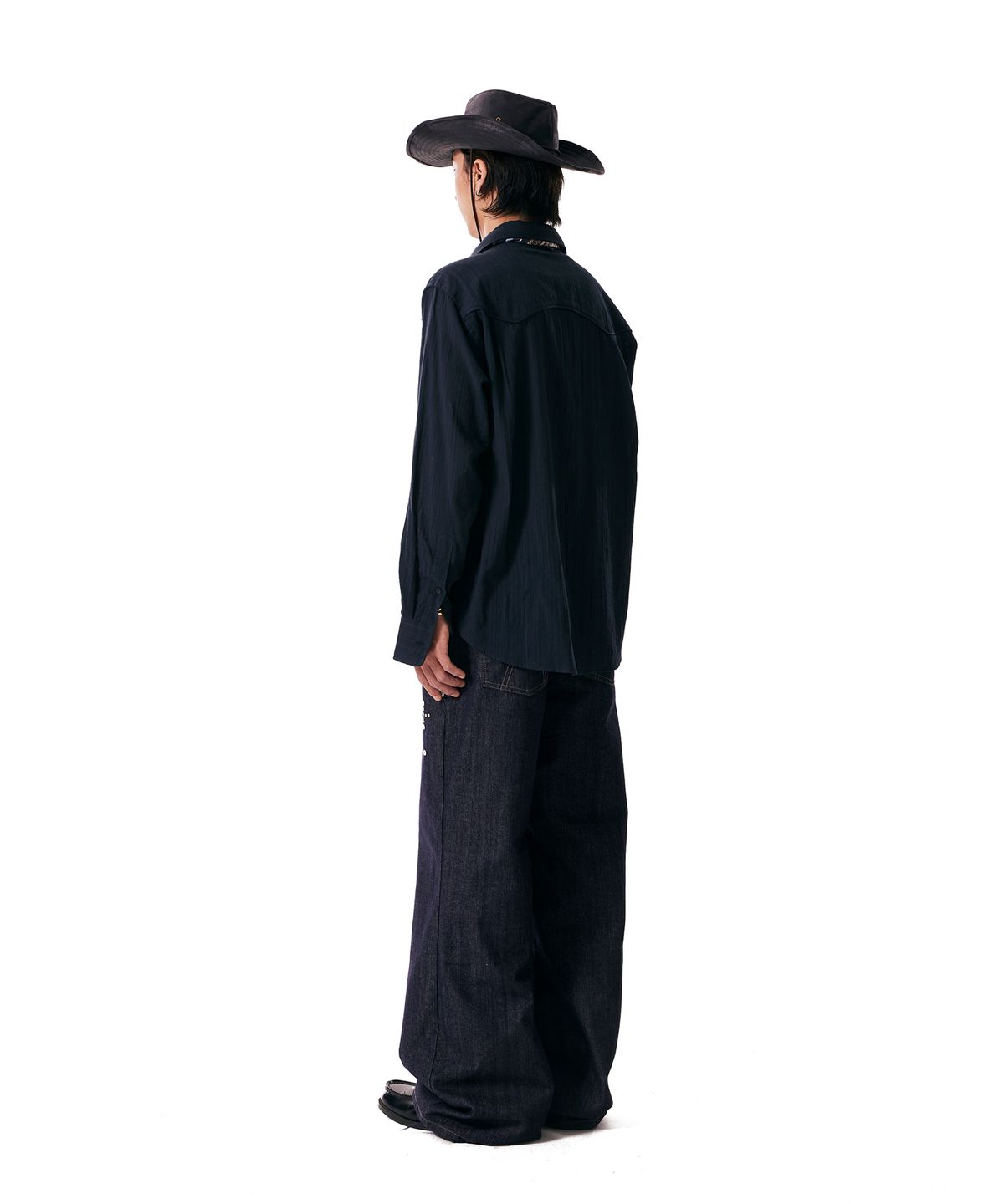 아캄(AAKAM) Western Cotton Shirts (Navy)