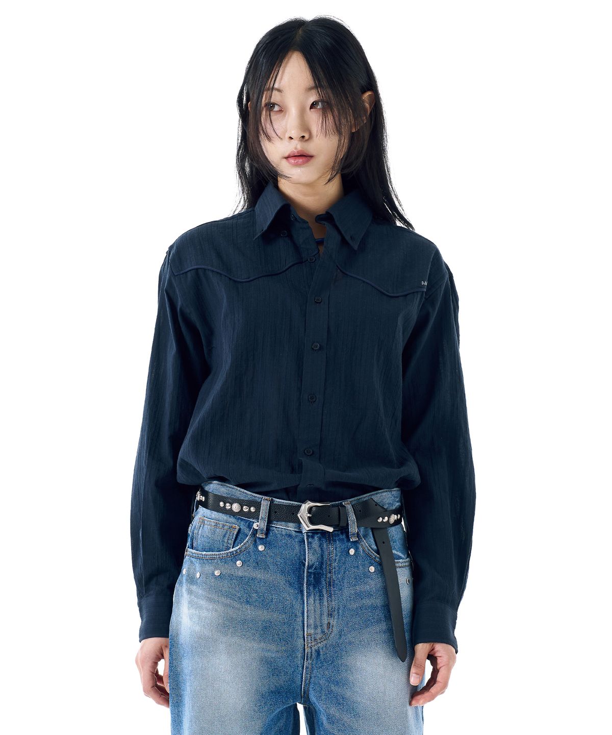 아캄(AAKAM) Western Cotton Shirts (Navy)