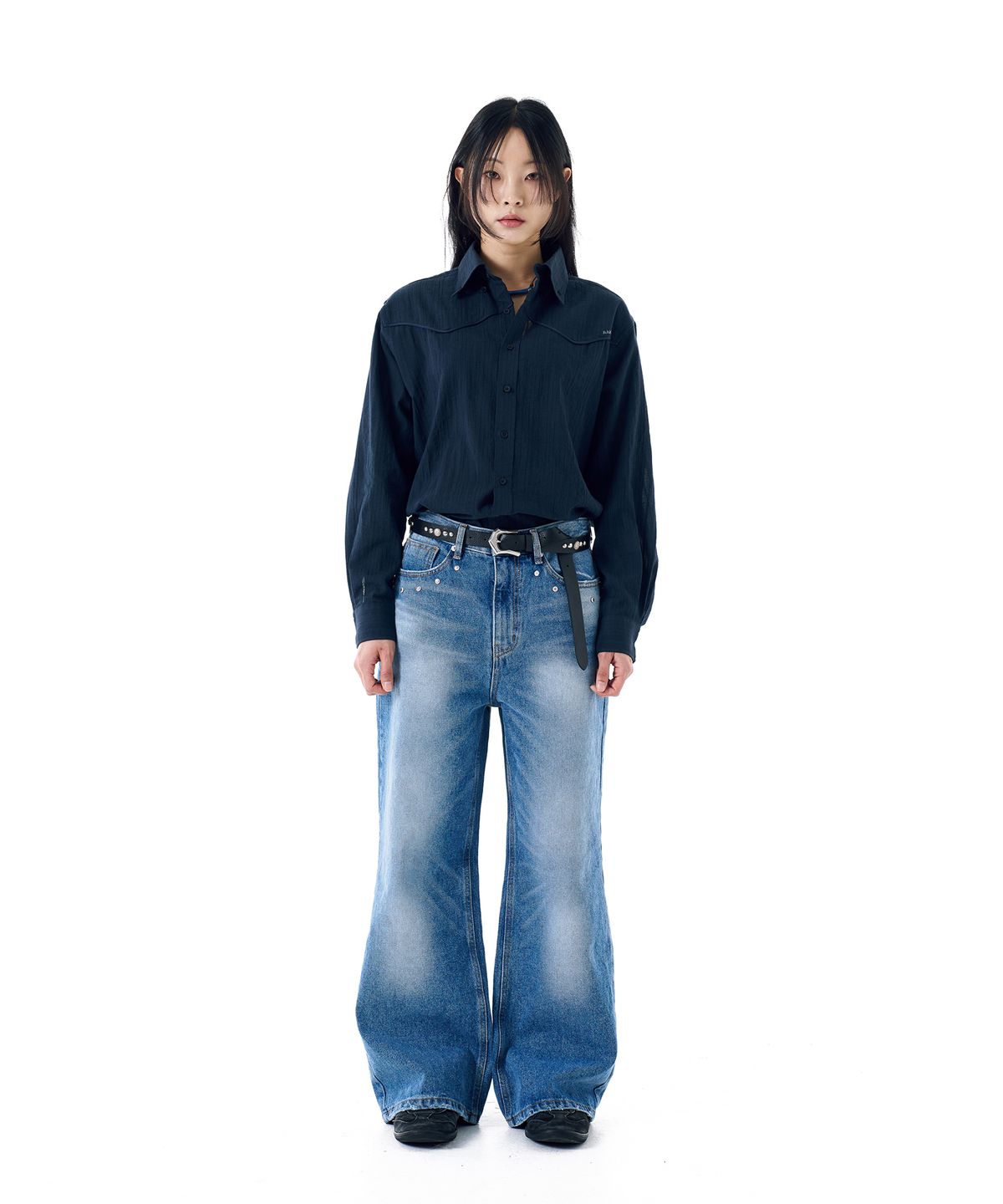 아캄(AAKAM) Western Cotton Shirts (Navy)